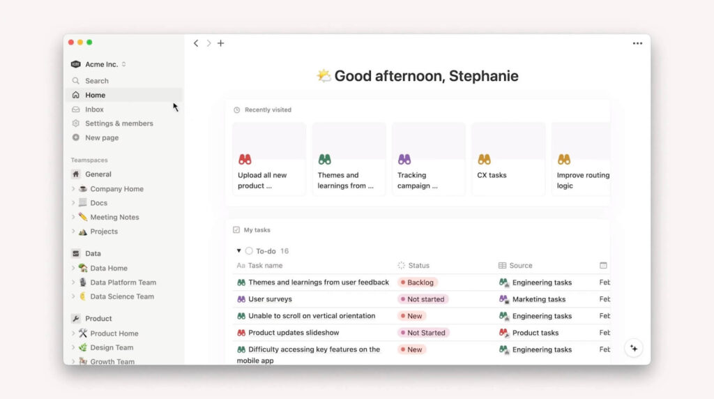 Notions neue Startseite